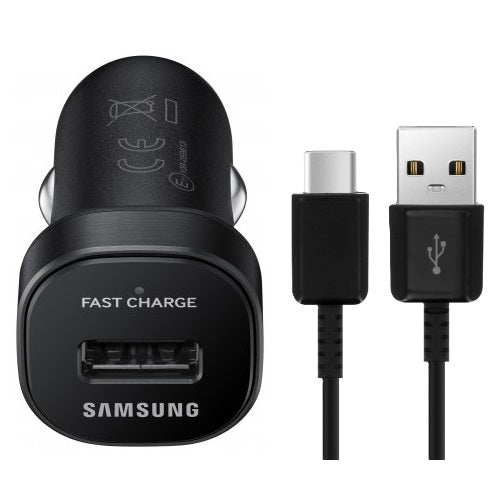 Genuine Samsung 18W Single Port Mini Fast Car Charger With Cable Black EP-LN930