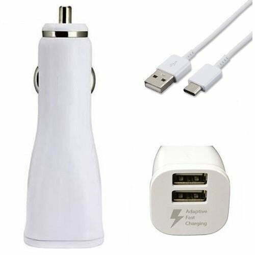 Genuine Samsung Galaxy Dual Port Fast Car Charger With USB C Cable White