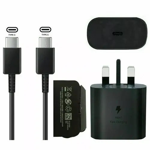 Genuine Samsung Galaxy M25 25W Super Fast Charger and Cable Black